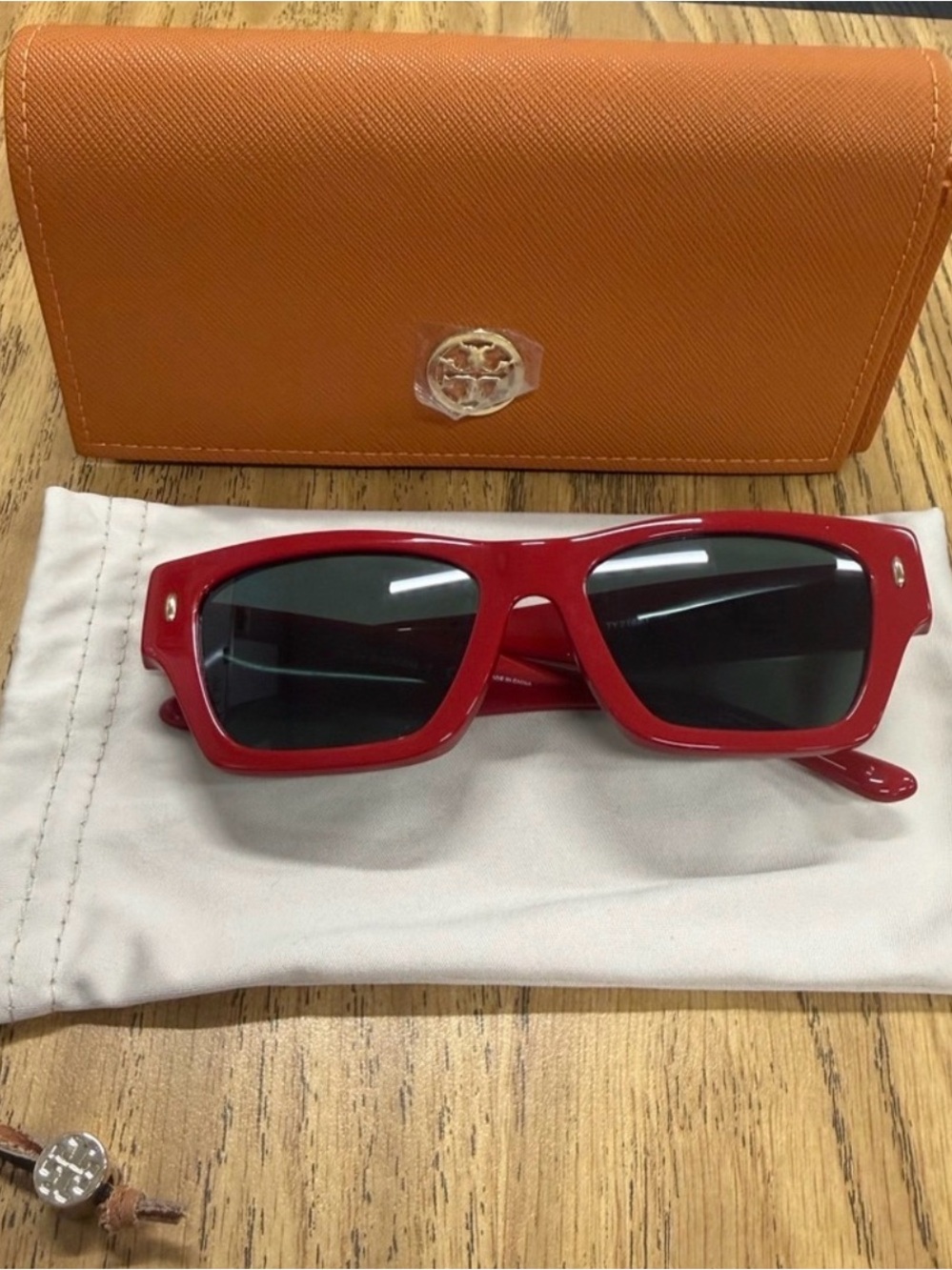 Tory Burch Red Sunglass Temple with Logo NWOT
